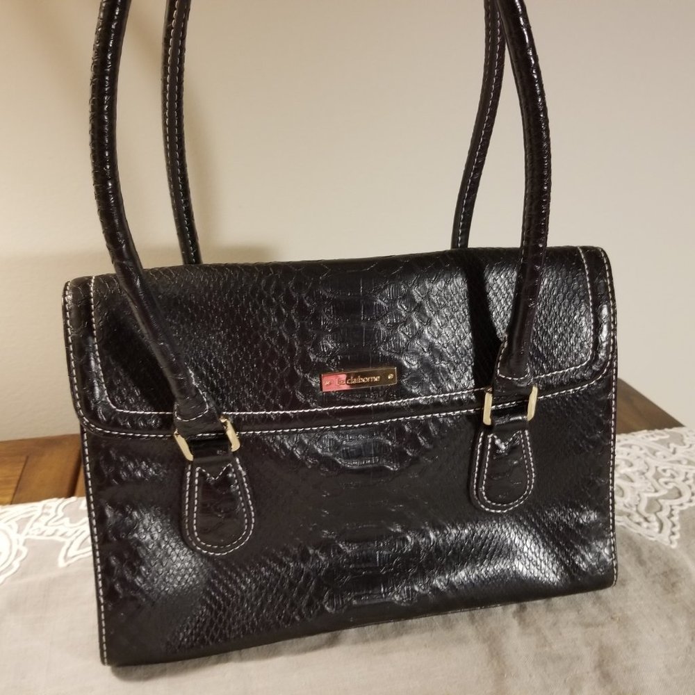 Vintage Liz Claiborne Black Croco-Embossed Satchel, $35